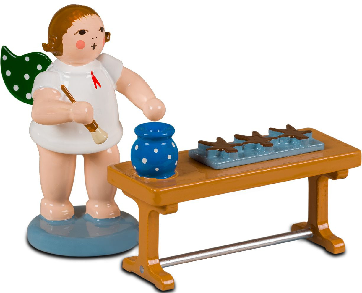 Ellmann bäckerengel mit Lebkuchen am Tisch, ohne Krone