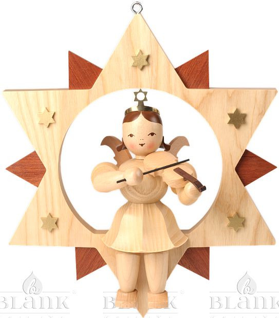 Blank Engel im Stern, natur - mit Violine, 30 cm