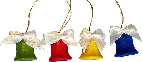 ArtDesign Bunte Glöckchen mit Schleife 2,6cm - 4 Stück