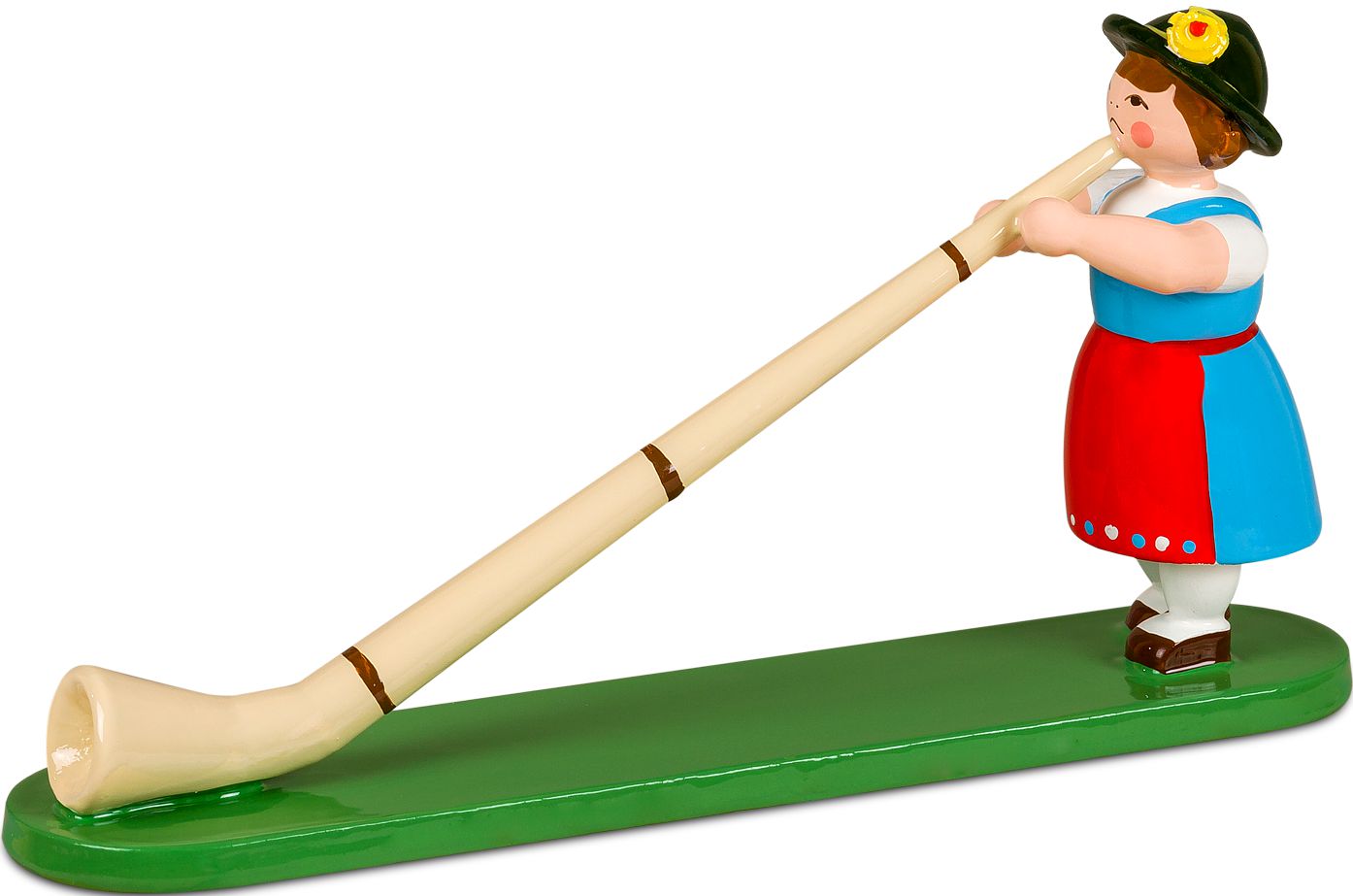 Ellmann Musikantin mit Alphorn, farbig