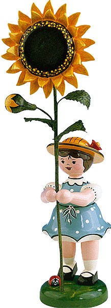 Hubrig Volkskunst Blumenkind Mädchen mit Sonnenblume 24cm