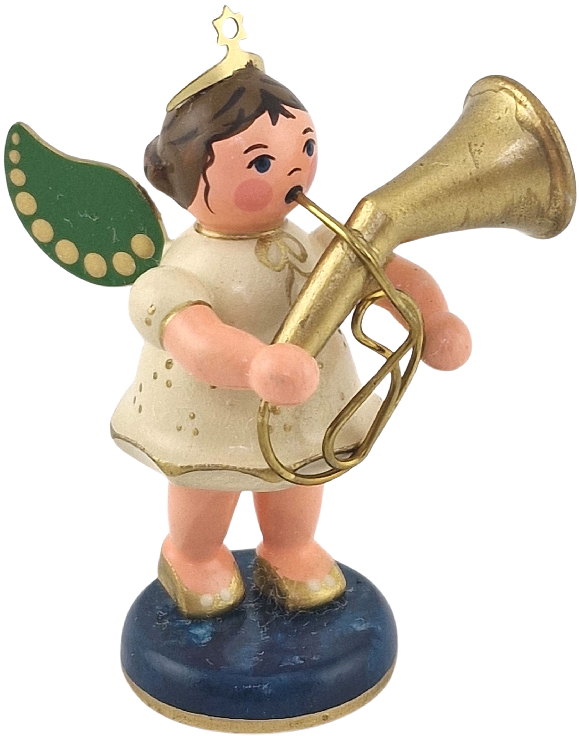 Hubrig Volkskunst Engel mit Tenorhorn - 6,5 cm