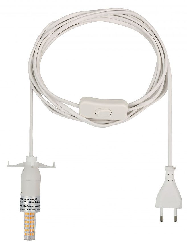 Herrnhuter Stern Kabel für Innensterne i4-i8, weiß, mit LED - 6 m, warmweiß