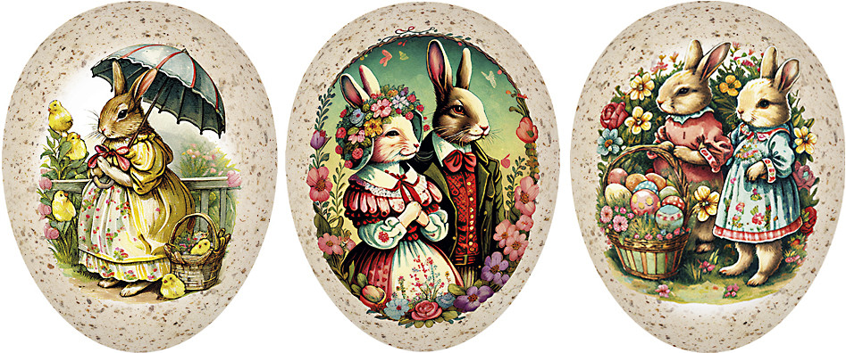 Nestler Ostereier 3er Set - Familie Hase, 18 cm