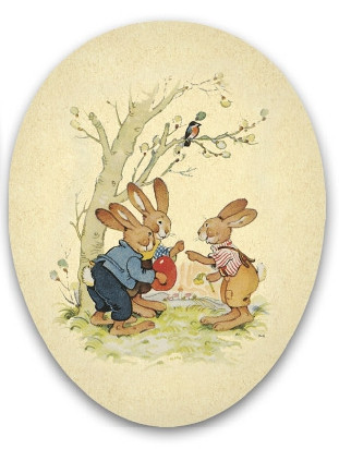 Nestler Osterei Best of Happiness, Hasen unterm Baum, 9cm