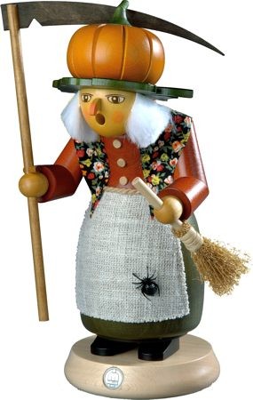 Kleinkunst Müller Räuchermann Halloween Hexe mit Kürbis, groß
