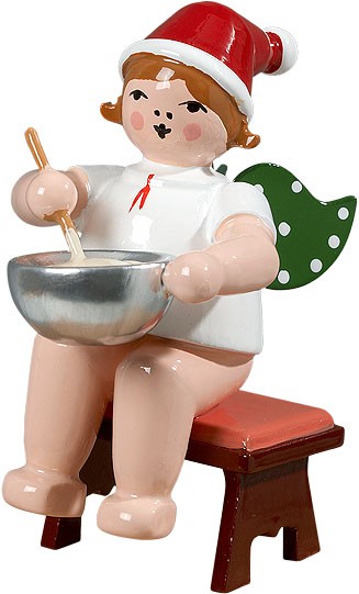 Ellmann Bäckerengel mit Teigschüssel - sitzend, mit Mütze