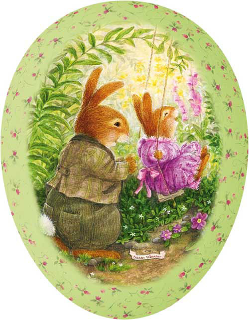 Nestler Osterei - schaukelndes Hasenkind, 18 cm