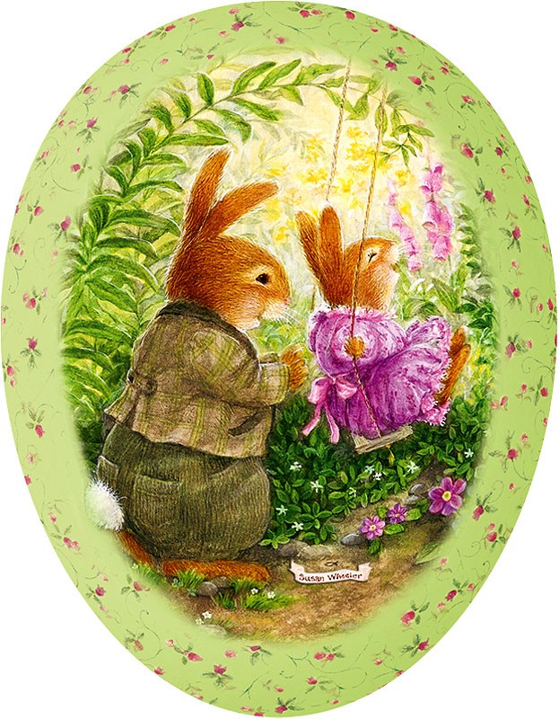 Nestler Osterei - schaukelndes Hasenkind, 25 cm