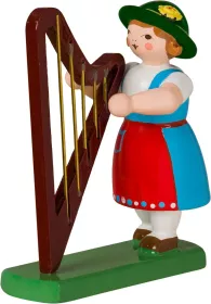 Ellmann Musikantin mit Harfe, farbig