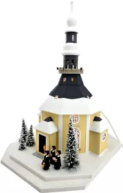 Birgit Uhlig Lichterhaus Seiffener Kirche mit Kurrende, 42 cm