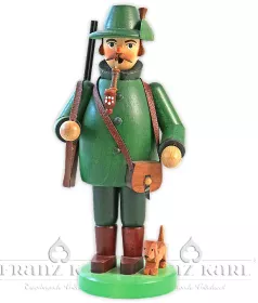 Blank Räuchermann Förster mit geschnitztem Hund - 22 cm, farbig