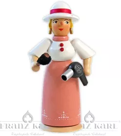 Blank Rauchfrau Friseuse mit Föhn - 19 cm, farbig