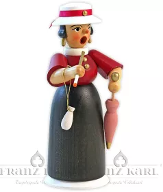 Blank Rauchfrau Lady mit Schirm - 19 cm, farbig