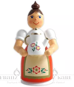Blank Rauchfrau mit Schürze und Kanne - 17 cm, farbig