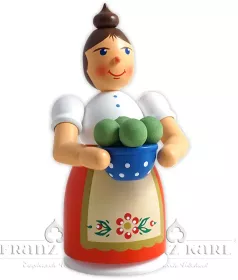 Blank Rauchfrau mit Schürze und Klößen, farbig - 17 cm