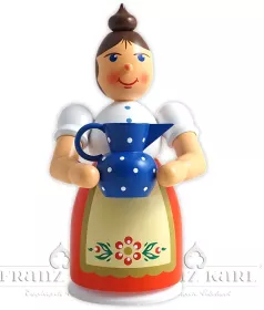 Blank Rauchfrau mit Schürze und Krug - 17 cm, farbig