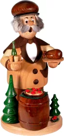 Drechselwerkstatt Uhlig Räuchermann Gastwirt mit Brathähnchen und Wein
