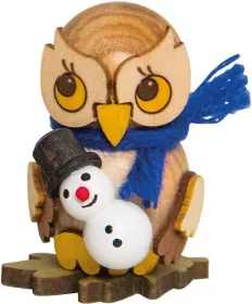 Drechslerei Kuhnert Eulenkind mit Schneemann, stehend