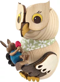 Drechslerei Kuhnert Mini-Eule mit Osterhase blau