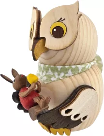 Drechslerei Kuhnert Mini-Eule mit Osterhase rot