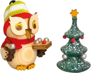 Drechslerei Kuhnert Mini-Eule mit Weihnachtsbaum
