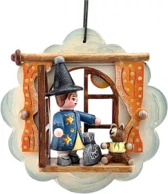 Hubrig Volkskunst Baumbehang, Sandmann mit Teddy und Fenster