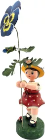 Hubrig Volkskunst Blumenmädchen mit Stiefmütterchen, groß