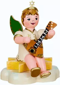 Hubrig Volkskunst Engelbub mit Balalaika - sitzend