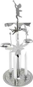 Weihnachtspyramide aus Metall - Lichter-Glocken-Spiel, silberfarben