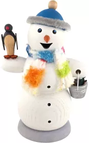 Drechslerei Kuhnert Räuchermann Schneemann mit Pinguin