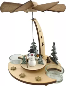 Drechslerei Kuhnert Teelichtpyramide Schneemann, natur
