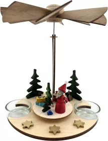 Drechslerei Kuhnert Teelichtpyramide Weihnachtsmann, natur