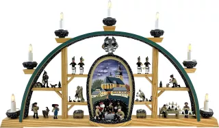Manufaktur Klaus Kolbe Schwibbogen Schneeberg St. Wolfgang, buntes Bild