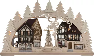 RATAGS 3D-Schwibbogen Fachwerkdorf mit Wärmespiel, groß