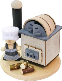 Ratags Räucherofen Lehmbackofen, mit Bäckerfigur