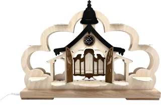 RATAGS Schwibbogen Kirche braun für Sammlerfiguren, klein