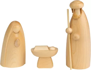 Seiffener Volkskunst Schalling Krippenfiguren Heilige Familie natur 12cm 3-teilig