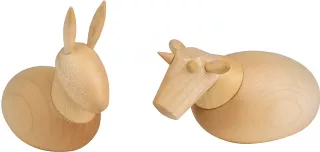 Seiffener Volkskunst Schalling Krippenfiguren Ochse & Esel natur 7cm