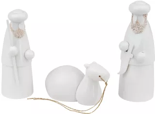 Seiffener Volkskunst Schalling Krippenfiguren Karawane weiß 12cm 3-teilig