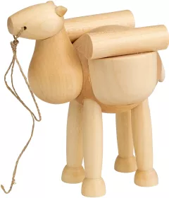 Seiffener Volkskunst Schalling Krippenfiguren Kamel stehend natur mit Gepäck 10cm