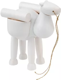 Seiffener Volkskunst Schalling Krippenfiguren Kamel stehend weiß mit Gepäck 10cm