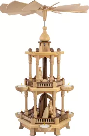Seiffener Volkskunst Schalling Pyramiden Pyramide natur 2-stöckig Christi Geburt