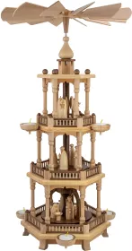 Seiffener Volkskunst Schalling Pyramiden Pyramide natur 3-stöckig Christi Geburt