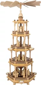 Seiffener Volkskunst Schalling Pyramiden Pyramide natur 4-stöckig Christi Geburt