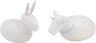 Seiffener Volkskunst Schalling Krippenfiguren Ochse & Esel weiß lasiert 7cm