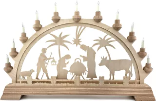 Taulin Schwibbögen Christgeburt alt 65cm, mit Vorbeleuchtung