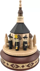 Zeidler Spieldose mit Seiffener Kirche und Kurrende , mahagoni